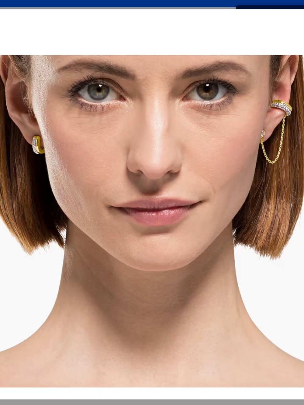 Swarovski Time Crystal Pavé Pierced Ear Cuffs Mixed Metal Plated